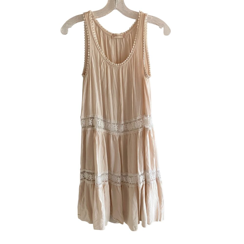 Altar'd State Dress Tiered Sleeveless Lace Cream Lined Fairycore Whimsical L